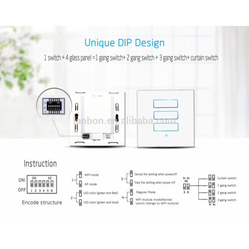 LANBON 2016 hot sale smart WIFI dip switch , 3 gang switch,high technology products .